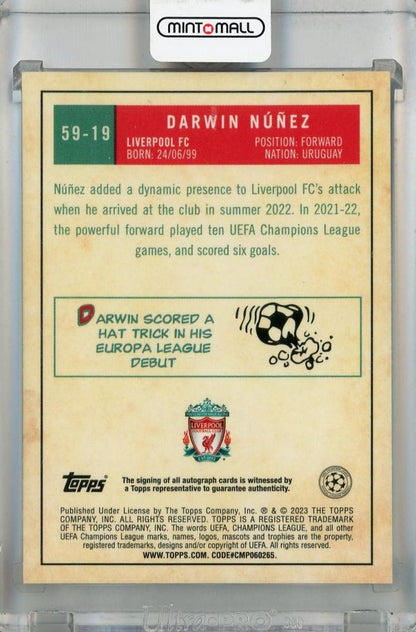 2022-23 Topps Chrome UEFA Club Competitions Darwin Nunez 1959 Topps Autographs #59-19 Liverpool FC