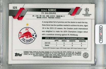 2022-23 Topps Chrome UEFA Club Competitions Roko Simic Orange & Gold Seismic #121 RC FC Salzburg