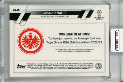2022-23 Topps Chrome UEFA Club Competitions Ansgar Knauff Chrome Autographs #CA-KN Eintracht Frankfurt