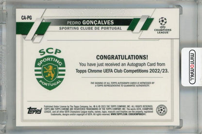 2022-23 Topps Chrome UEFA Club Competitions Pedro Goncalves Chrome Autographs #CA-PG Sporting Clube de Portugal