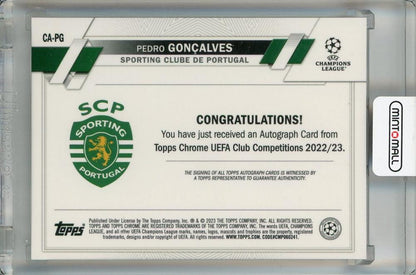 2022-23 Topps Chrome UEFA Club Competitions Pedro Goncalves Chrome Autographs #CA-PG Sporting Clube de Portugal
