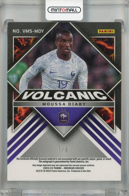 2022-23 Panini Obsidian Moussa Diaby Volcanic Material Signatures Red Flood #13 *minor stain on back France