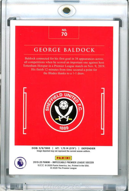 2019-20 Panini Impeccable Premier League Sheffield United George Baldock Base Silver trading card 01 of 35