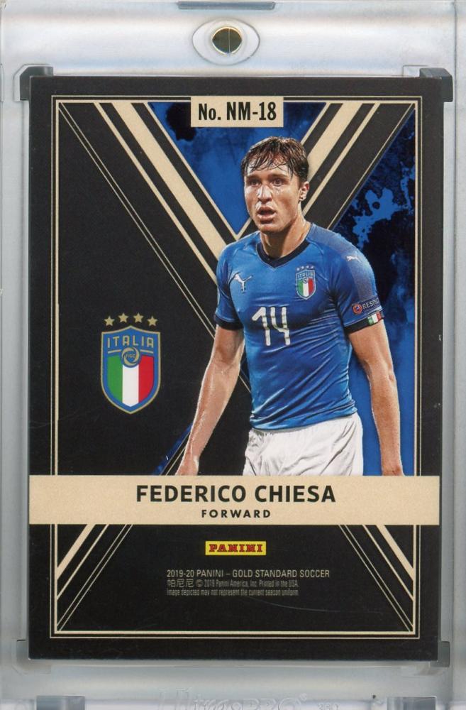 2019-20 Panini Gold Standard Italy Federico Chiesa football card numbered 142 of 149 with back stain