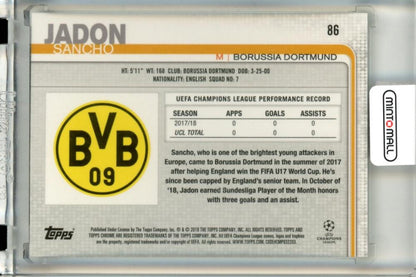 2018-19 Topps Chrome UEFA Champions League Jadon Sancho #86 Borussia Dortmund