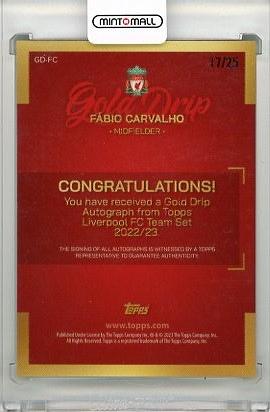 2022-23 LIVERPOOL FC Official Team Set Gold Drip Autograph #GDFC Fabio Carvalho 17/25