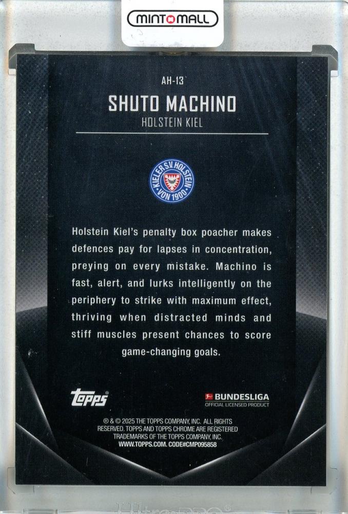 2024-25 Topps Midnight Bundesliga Soccer Shuto Machino After Hours 1/1 Holstein Kiel