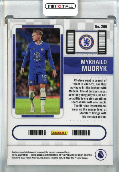 2022-23 Panini Chronicles Contenders Optic Premier League Mykhailo Mudryk RC Rookie #296 Chelsea FC