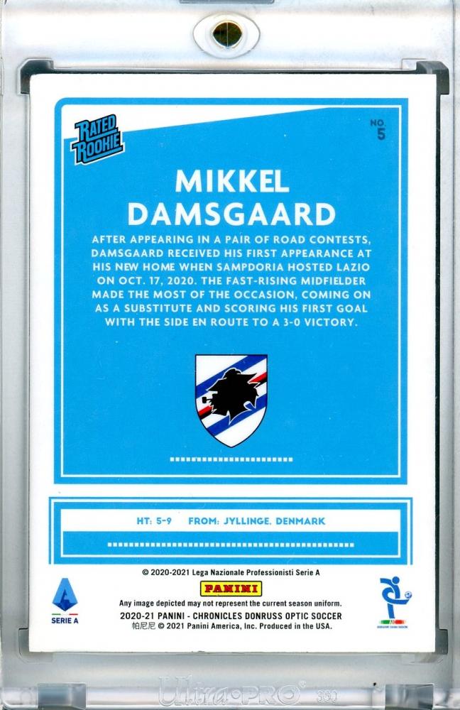 2020-21 Panini Chronicles UC Sampdoria Mikkel Damsgaard Optic Rated Rookies Serie A trading card