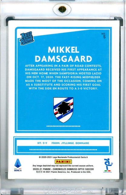 2020-21 Panini Chronicles UC Sampdoria Mikkel Damsgaard Optic Rated Rookies Serie A trading card
