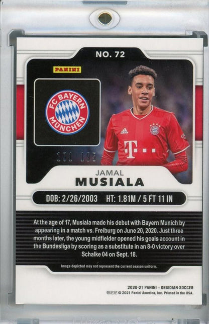 2020-21 Panini Obsidian FC Bayern Munich Jamal Musiala base trading card serial number 191 of 195