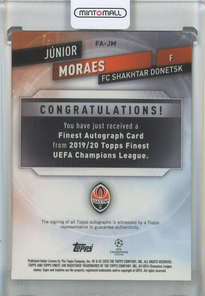 2020 Topps Finest UEFA Champions League Junior Moraes Autographs #FAJM FC Shakhtar Donetsk