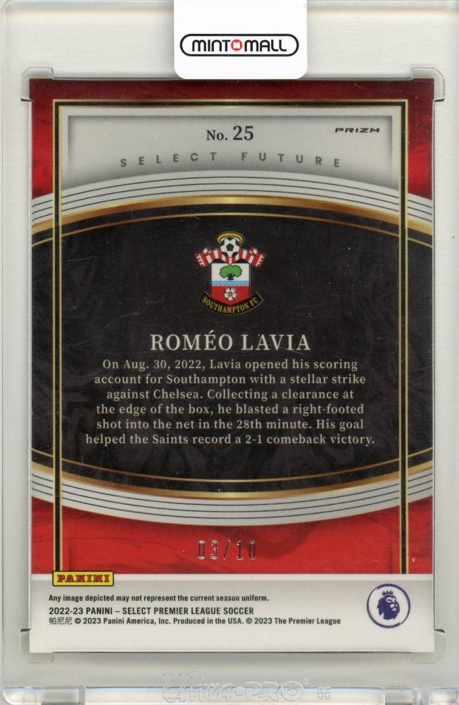 2022-23 Panini Select Premier League Romeo Lavia Select Future Gold03/10 Southampton