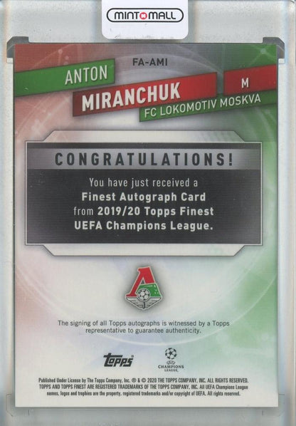 2020 Topps Finest UEFA Champions League Anton Miranchuk Autographs #FA-AMI Lokomotiv Moscow