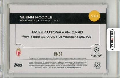 2024-25 Topps Chrome UEFA Club Competitions Glenn Hoddle Orange Autograph19/25 AS Monaco