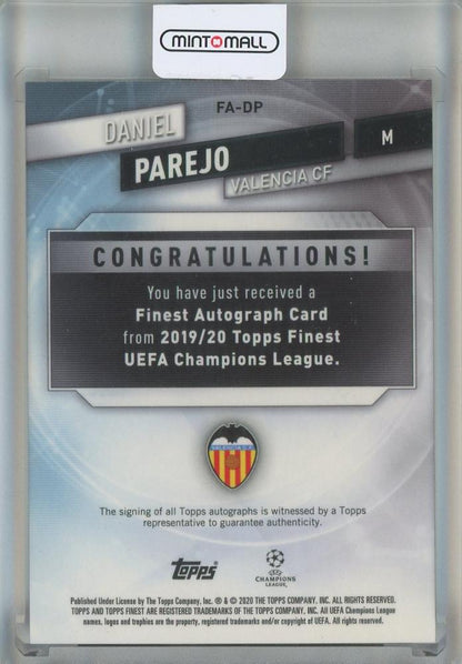 2020 Topps Finest UEFA Champions League Daniel Parejo Autographs Gold Refractors #FADP14/50 Valencia CF