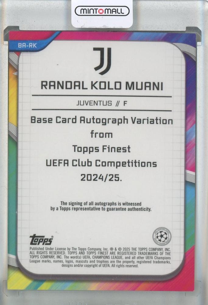 2024-25 Topps Finest UEFA Club Competitions Soccer Randal Kolo Muani Autographs #BA-RK39/75 Juventus