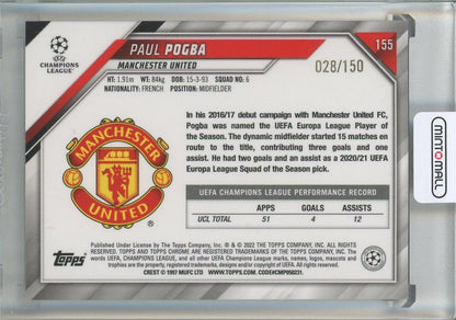 2021-22 Topps Chrome UEFA Champions League Paul Pogba Blue Refractors #155028/150 Manchester United