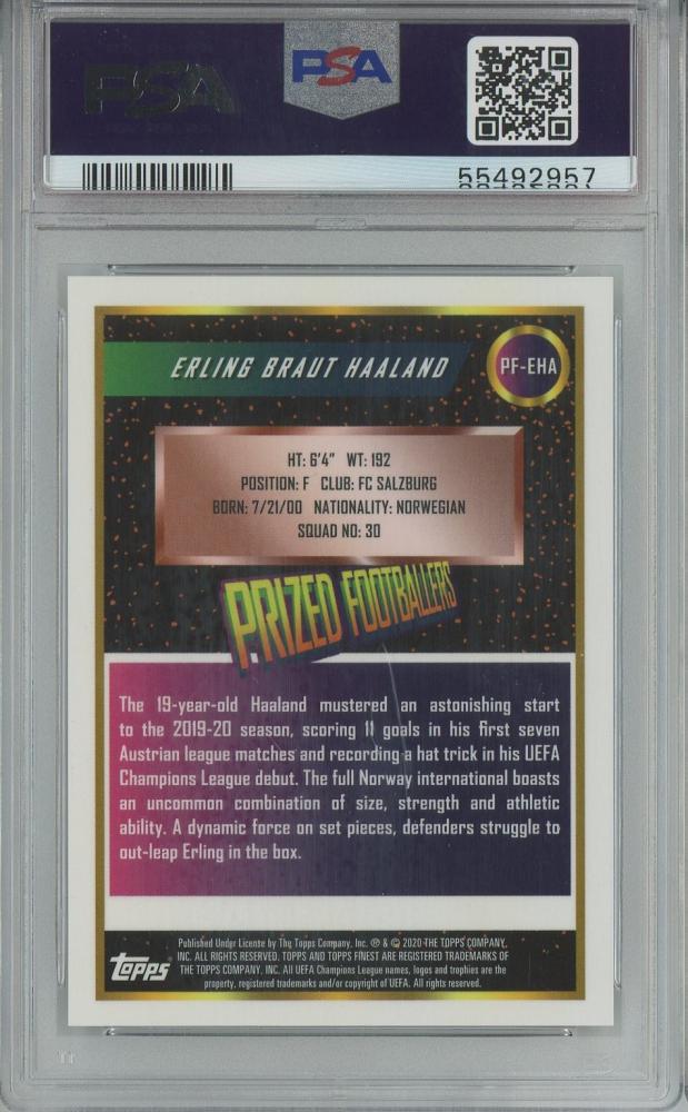 2019-20 Topps Finest UEFA Champions League Soccer Erling Braut Haaland Prized Footballers/#PF-EHAPSA9 FC Salzburg