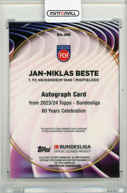 2023-24 TOPPS Bundesliga 60 Years Celebration Jan-Niklas Beste Autographs 60 Years #BAJNB48/60 FC Heidenheim 1846