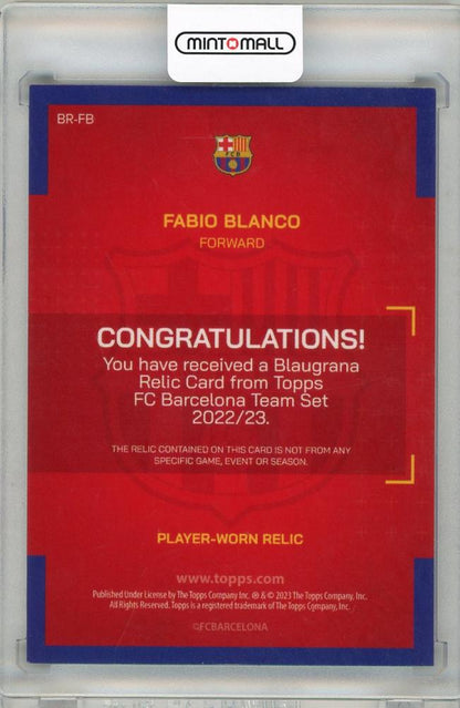 2023 Topps FC Barcelona Team Set Fabio Blanco Jersey / RC
