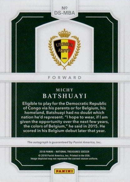 PANINI NATIONAL TREASURES 2018 Michy Batshuayi Autographed trading card serial number 52 out of 99