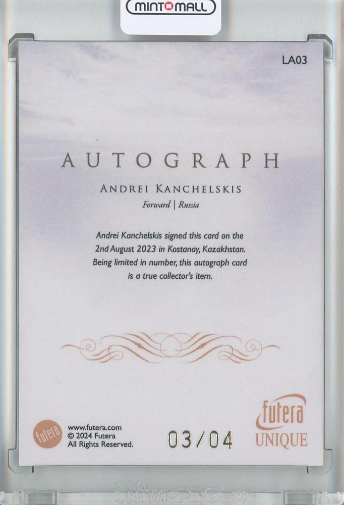 2024 SOCCER FUTERA UNIQUE NOSTALGIA HOBBY Andrei Kanchelskis Autograph/#LA033/4 Russia