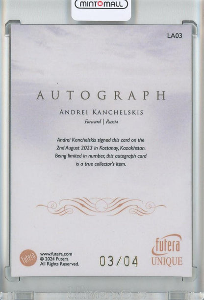 2024 SOCCER FUTERA UNIQUE NOSTALGIA HOBBY Andrei Kanchelskis Autograph/#LA033/4 Russia