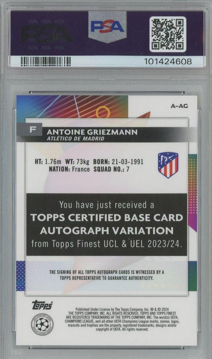 2023-24 Finest UEFA Club Competitions Antoine Griezmann Autographs Red Refractors #AAGPSA9 Atletico Madrid