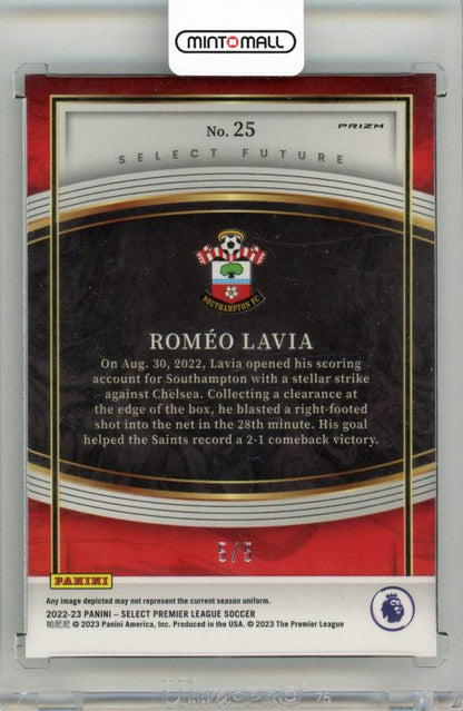 2022-23 Panini Select Premier League Romeo Lavia Select Future Green5/5 Southampton