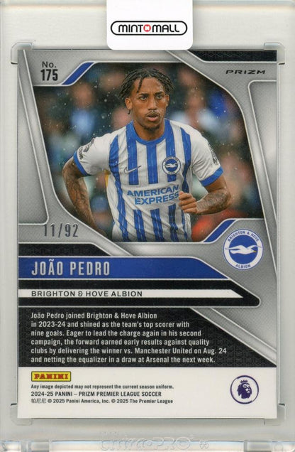 2024-25 Panini Prizm Premier League Joao Pedro Purple and White Stripes11/92 Brighton & Hove Albion