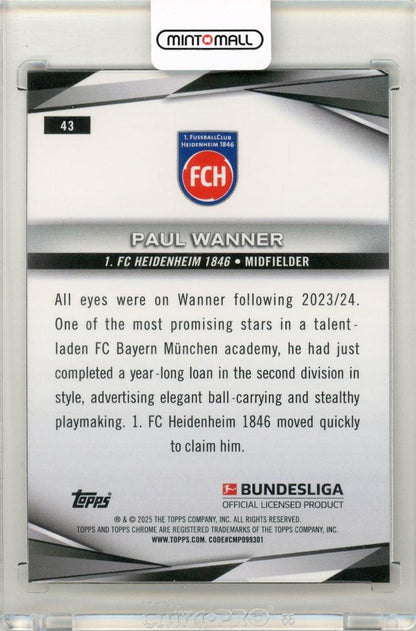 2024-25 Topps Chrome Bundesliga Soccer Paul Wanner Magenta Lava Refractor17/125 1. FC Heidenheim 1846