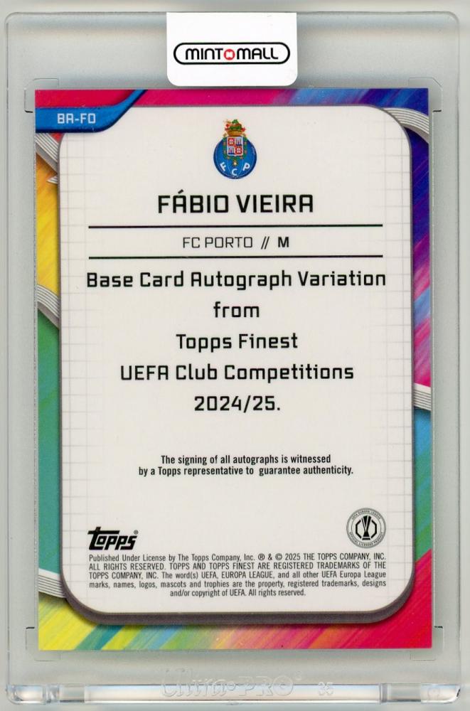 2024-25 Topps Finest UEFA Club Competitions Fabio Vieira Autographs Neon Green Refractor Parallels57/99 FC Porto