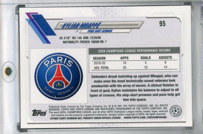 2020-21 Topps Chrome UEFA Champions League Paris Saint-Germain Kylian Mbappe Base trading card