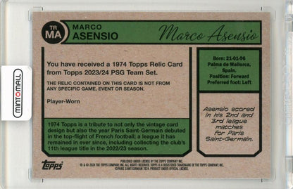 2023-24 Topps PARIS SAINT-GERMAIN Team Set Marco Asensio 1974 Topps Relics