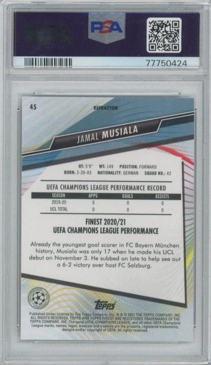 2020 Topps Finest UCL Jamal Musiala RC Refractors #45PSA9 FC Bayern Munchen