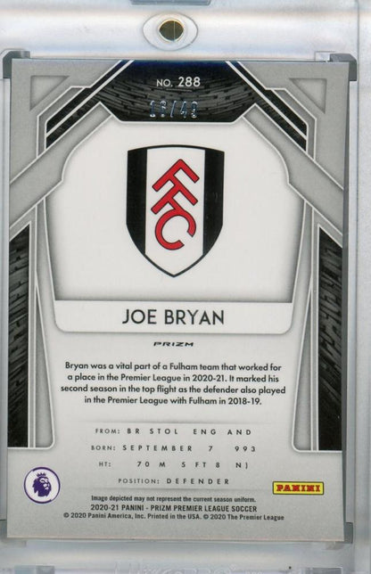 2020-21 Panini Prizm Premier League Breakaway Fulham Joe Bryan base teal parallel card number 16 out of 49