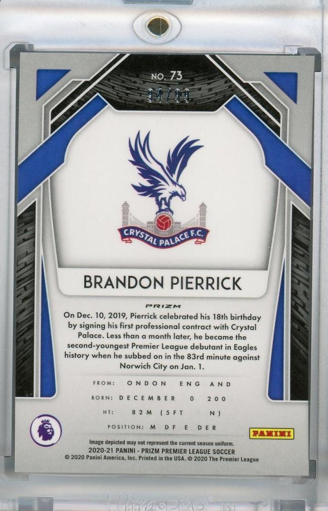 2020-21 Panini Prizm Premier League Breakaway Crystal Palace Brandon Pierrick Base Violet Parallel card 94 of 99