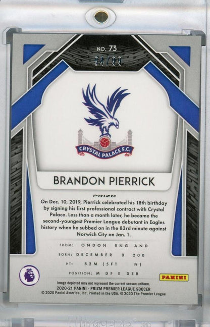 2020-21 Panini Prizm Premier League Breakaway Crystal Palace Brandon Pierrick Base Violet Parallel card 94 of 99