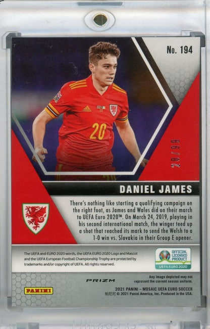 2021 Panini Mosaic UEFA Euro 2020 Wales Daniel James Base Blue parallel card serial 28 out of 99