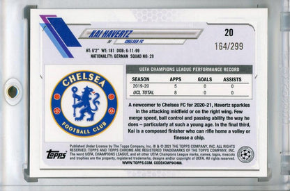 2020-21 Topps Chrome UEFA Champions League Chelsea FC Kai Havertz Base Yellow Mini-Diamond trading card