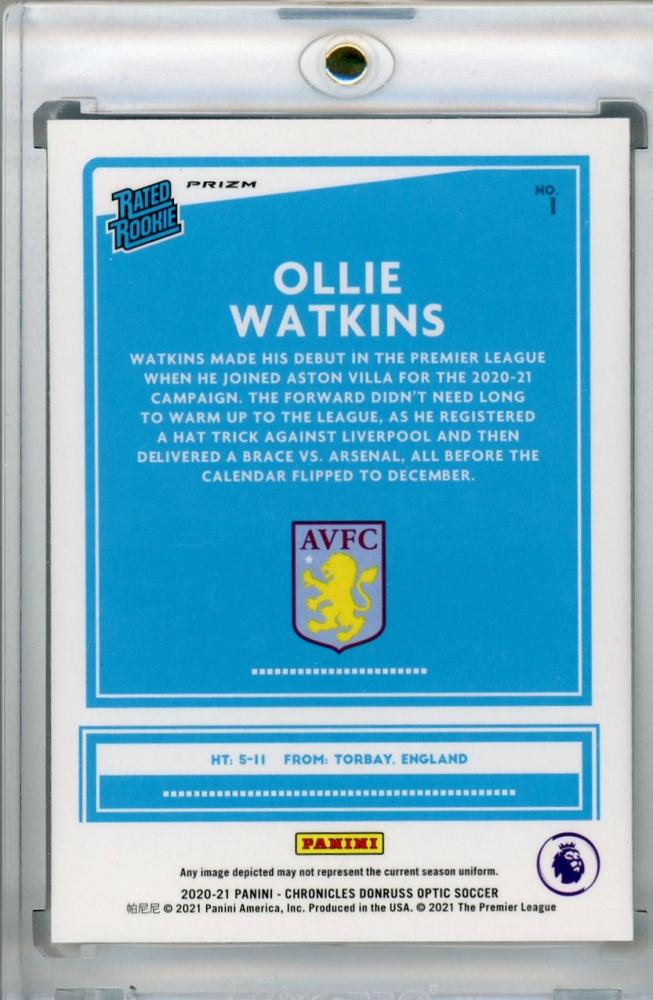 2020-21 Panini Chronicles Aston Villa Ollie Watkins Optic Rated Rookies Silver Circles card