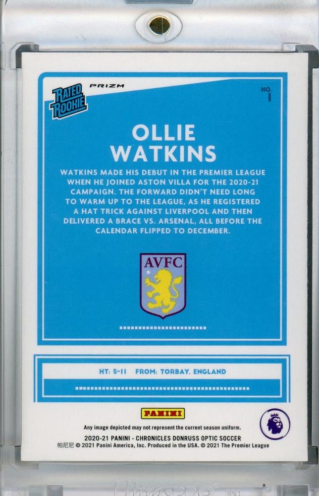 2020-21 Panini Chronicles Aston Villa Ollie Watkins Optic Rated Rookies Premier League Silver parallel trading card