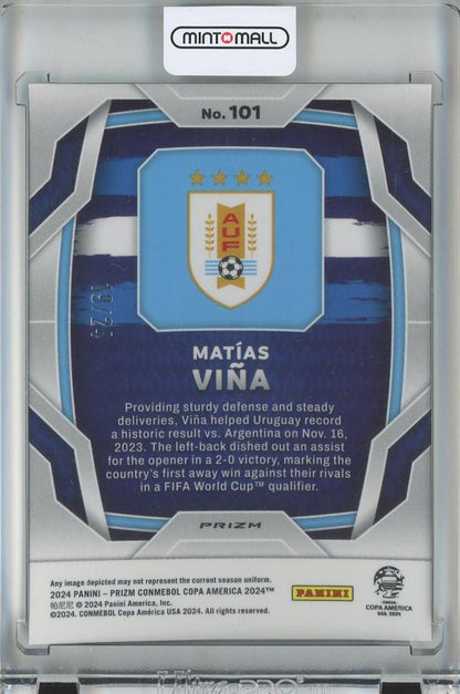 2024 Panini Prizm Copa America Soccer Matias Vina Base/Stars and Stripes Prizm/#10119/24 Uruguay