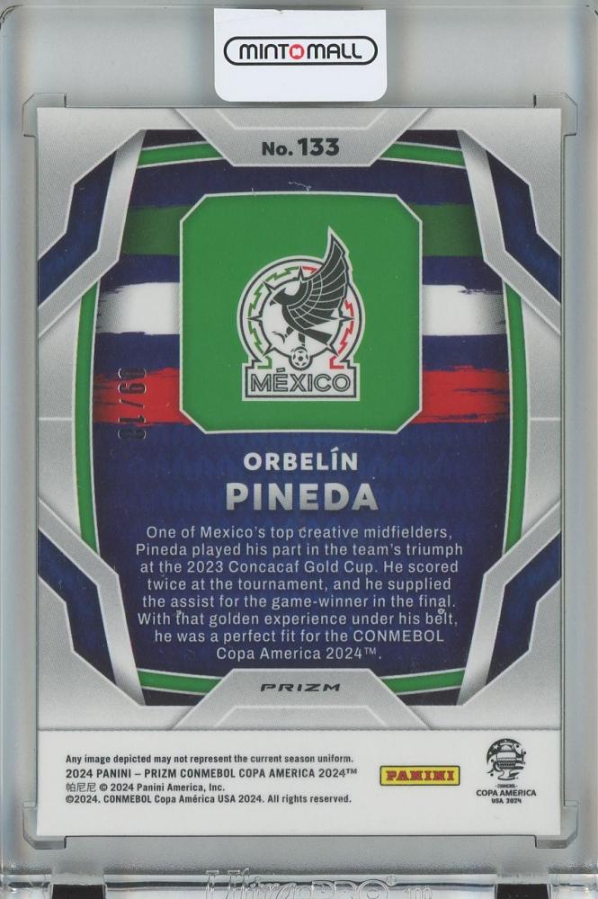 2024 Panini Prizm Copa America Soccer Orbelin Pineda Base/Gold Prizm/#1339/10 Mexico