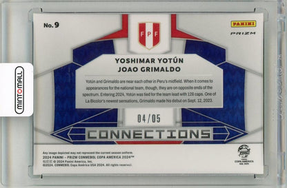 2024 Panini Prizm Copa America Soccer Joao Grimaldo / Yoshimar Yotun Green Prizms 4/5 Peru