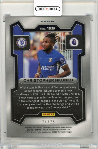 2023-24 Panini Prizm Premier League Soccer Christopher Nkunku Purple Mojo Prizm24/25 ChelseaFC