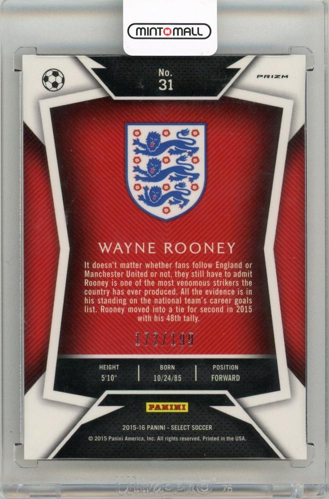 2015-16 Panini Select Soccer Wayne Rooney Red 172/199 England