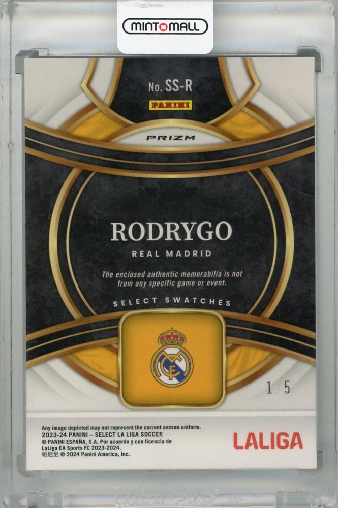 2023-24 Panini Select La Liga Rodrygo Swatches Green #22 First Number Real Madrid CF