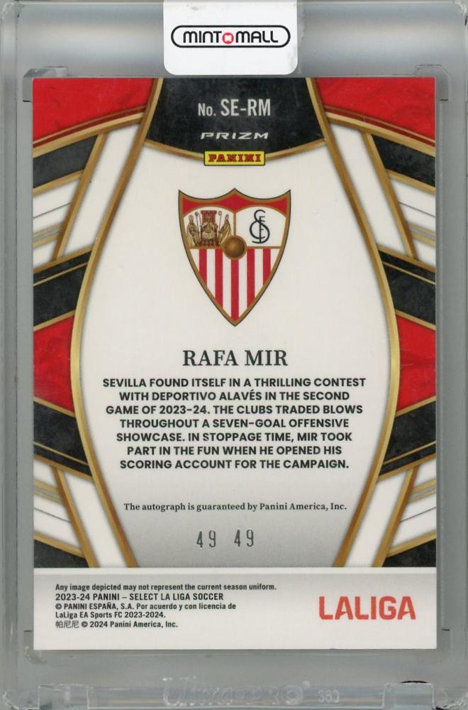 2023-24 Panini Select La Liga Rafa Mir Select Signatures Purple #4 Auto49/49 Last Number Sevilla FC